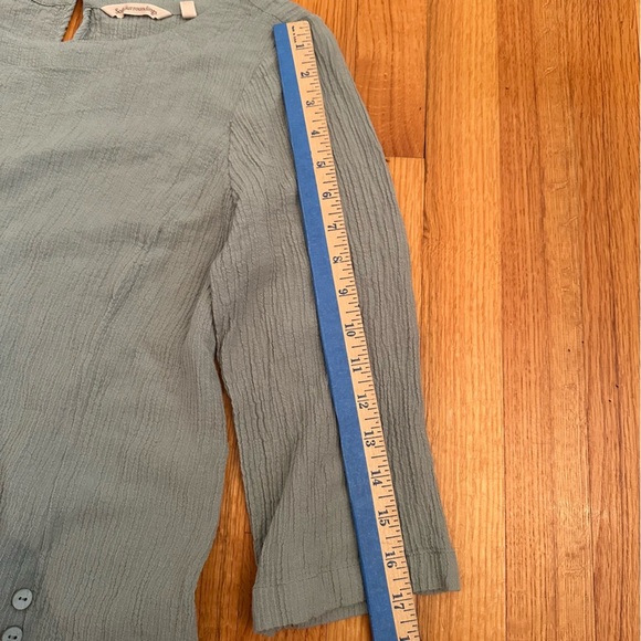 Soft Surroundings Tunic Top Womens M Gray Ramie Wrinkles 3/4 Sleeve (j6 - Picture 6 of 9